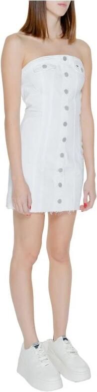 Tommy Hilfiger Witte Geknoopte Jurk Katoen-Elastaan Mix White Dames - Foto 4