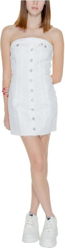 Tommy Hilfiger Witte Geknoopte Jurk Katoen-Elastaan Mix White Dames - Foto 2