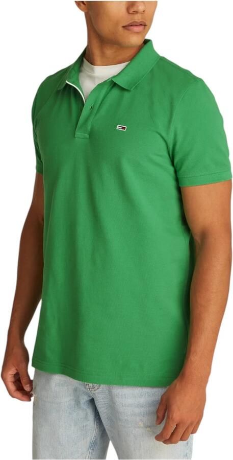 Tommy Jeans Korte Mouw Polo in Katoen Collectie Green Heren