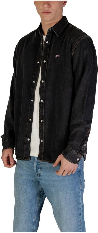 Tommy Jeans Regular fit jeansoverhemd van viscose met labelstitching - Foto 2