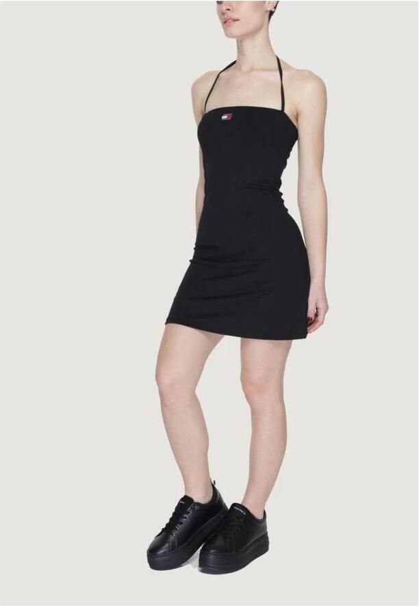 Tommy Jeans Mini Badge Korte Jurk Lente Zomer Black Dames