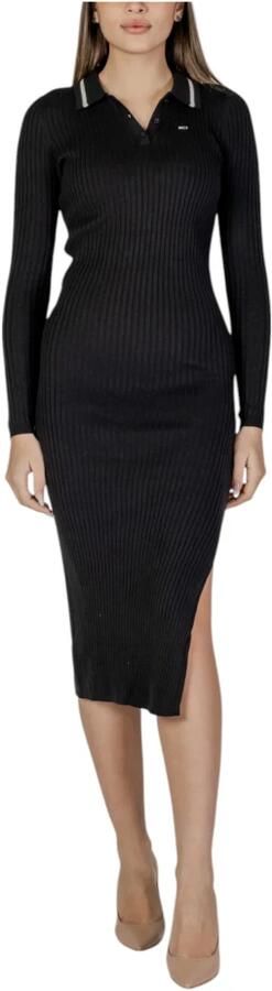 Tommy Hilfiger Jurk Geribbelde gebreide midi-jurk Polokraag met zijsplit - Foto 4