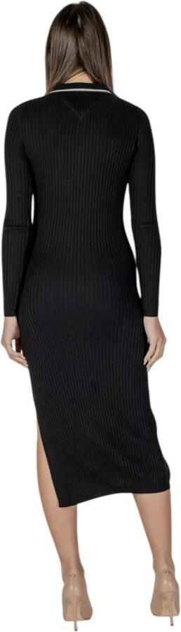 Tommy Hilfiger Jurk Geribbelde gebreide midi-jurk Polokraag met zijsplit