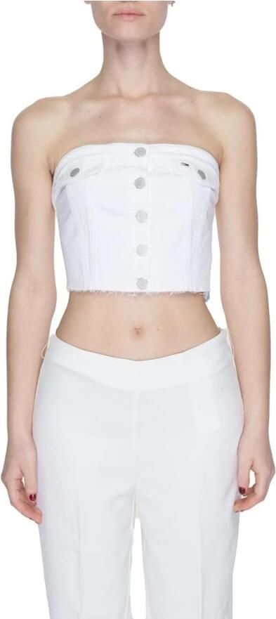 Tommy Jeans Lente Zomer Katoenen Blend Tops & T-Shirts White Dames - Foto 4