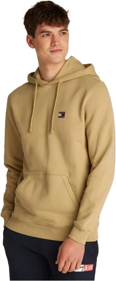 Tommy Jeans Logo Katoenen Hoodie Les Beiges Beige Heren