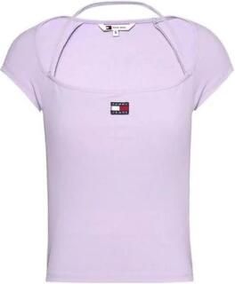 Tommy Jeans Paarse Polyester T-shirt Lente Zomer Collectie Purple Dames - Foto 4