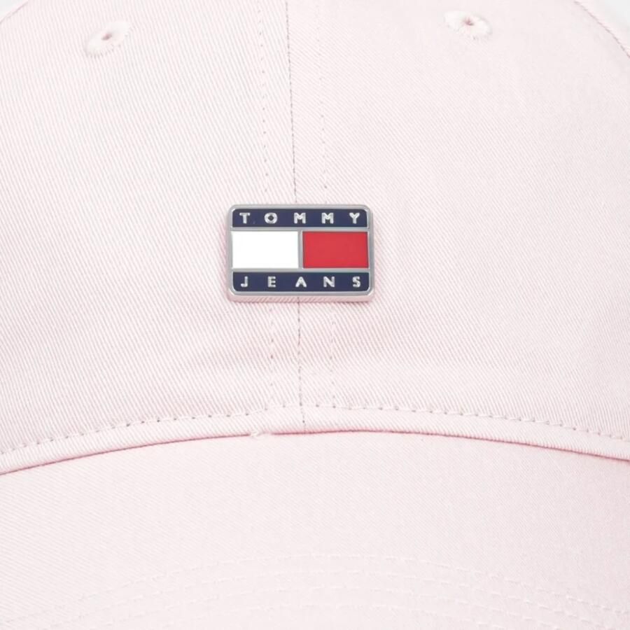 Tommy Jeans Pu katoen Heritage Plaque Cap Pink Dames