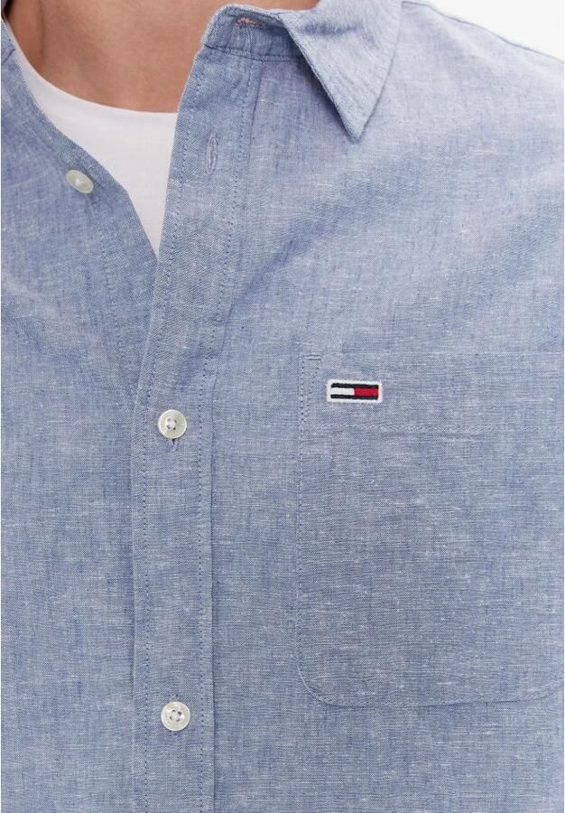 Tommy Jeans Vrijetijdsoverhemd van een mix van katoen en linnen met labelstitching