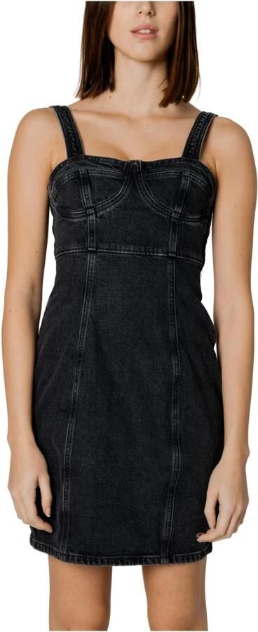 Tommy Hilfiger Zwarte Katoenen Slip-On Jurk Vierkante Halslijn Black Dames - Foto 3