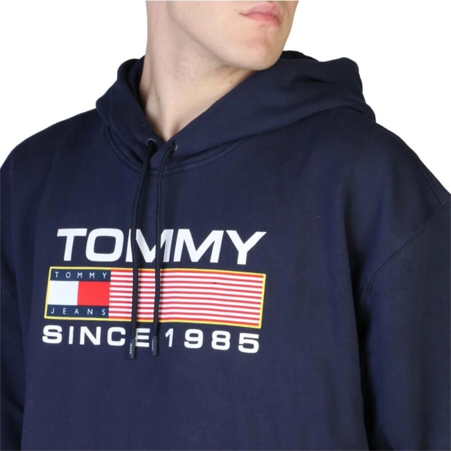 Tommy Hilfiger Katoenen Sweatshirt met Logo Print en Vaste Capuchon White Heren