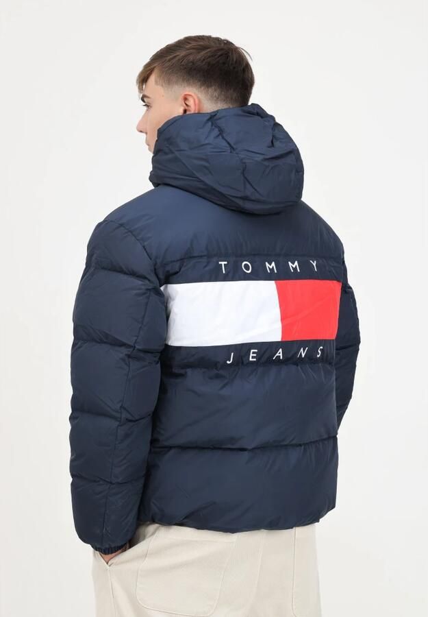 Tommy Jeans Blauwe Polyesterjas Heren Herfst Winter Collectie Blue Heren