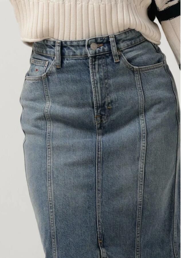 Tommy Jeans Denim Rok met Hoge Taille en Geborduurd Logo Blue Dames