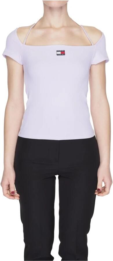Tommy Jeans Paarse Polyester T-shirt Lente Zomer Collectie Purple Dames - Foto 5