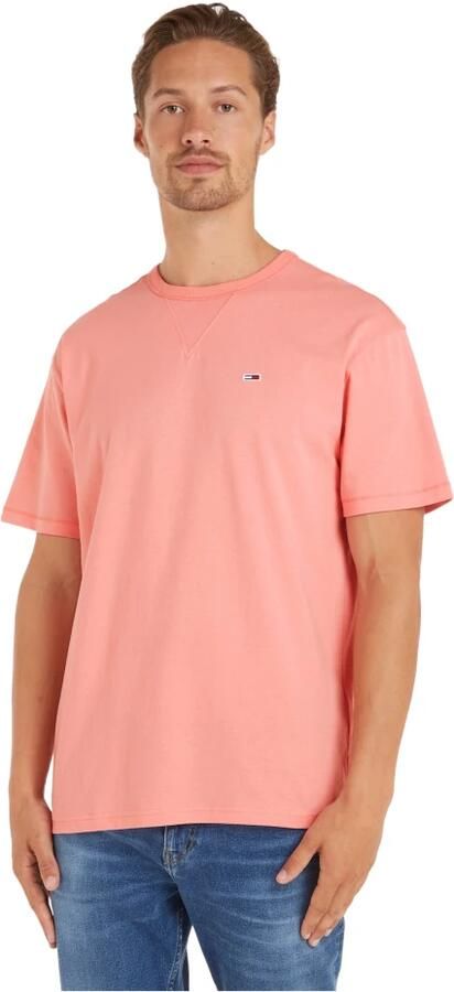 TOMMY JEANS Heren Polo's & T-shirts Tjm Slim Rib Detail Tee Roze - Foto 1