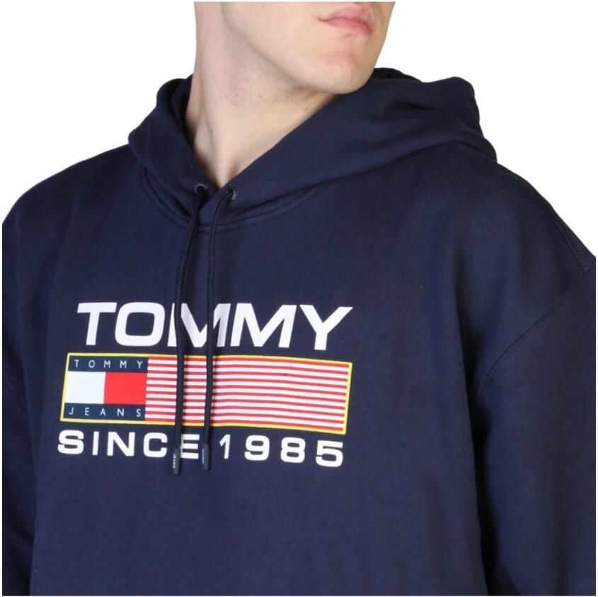 Tommy Hilfiger Katoenen Sweatshirt met Logo Print en Vaste Capuchon White Heren