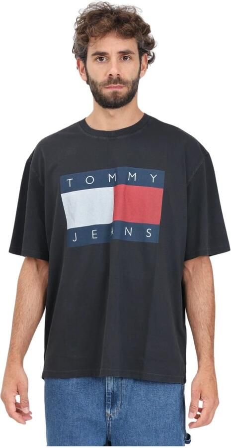 Tommy Jeans Zwart Katoenen Heren T-Shirt Herfst Winter Collectie Black Heren - Foto 5
