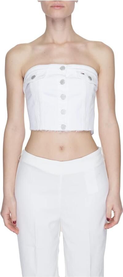 Tommy Jeans Lente Zomer Katoenen Blend Tops & T-Shirts White Dames - Foto 4