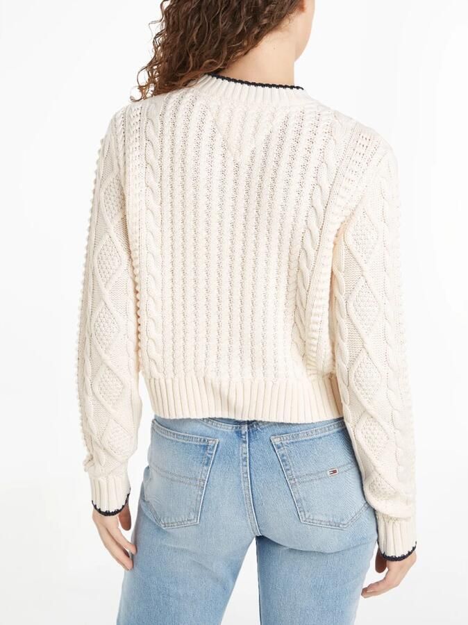 Tommy Jeans Gebreide pullover met kabelpatroon model 'BUBBLE CABLE FLAG' - Foto 2