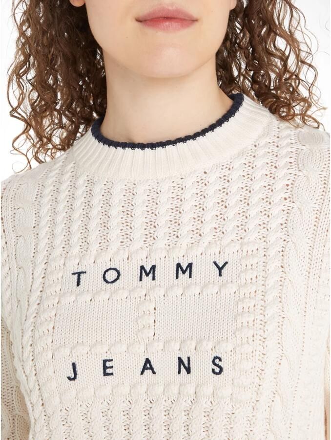 Tommy Jeans Gebreide pullover met kabelpatroon model 'BUBBLE CABLE FLAG'