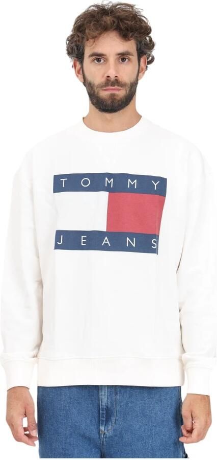 Tommy Jeans Witte Crewneck Sweatshirt Casual Herfst Winter White Heren - Foto 3