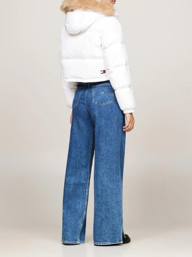 Tommy Jeans Witte Cropped Gewatteerde Jas met Nepbont White Dames - Foto 2