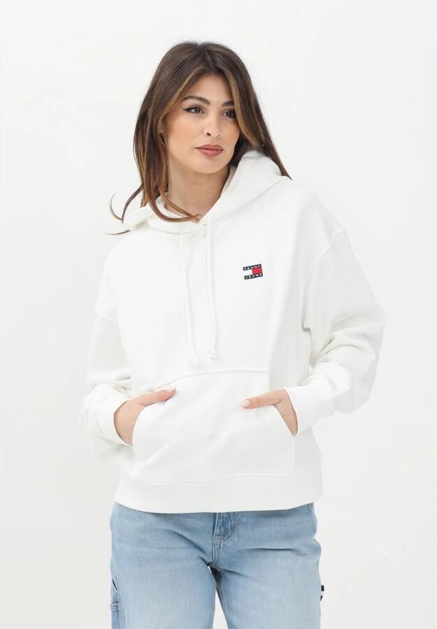 Tommy Jeans Witte Hoodie Sweatshirt Retro Stijl White Dames - Foto 11