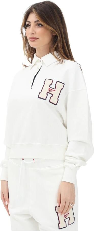 Tommy Jeans Witte Polo Stijl Sweater White Dames