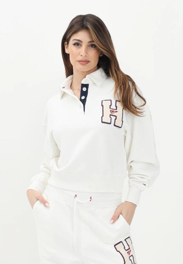 Tommy Jeans Witte Polo Stijl Sweater White Dames - Foto 2