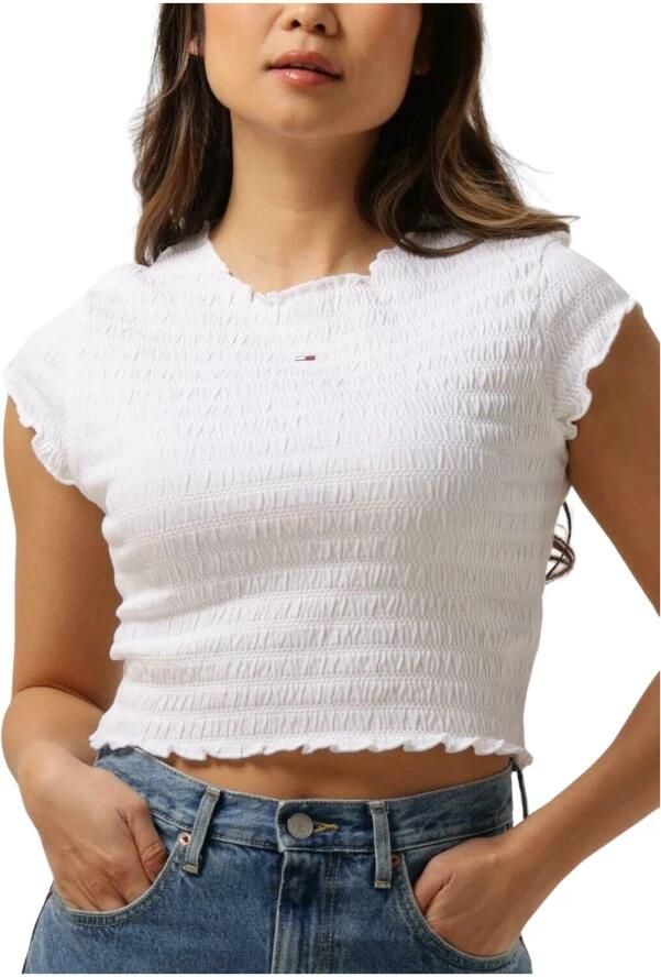 Tommy Jeans Witte Smock Tee voor Trendy Vrouwen White Dames - Foto 3