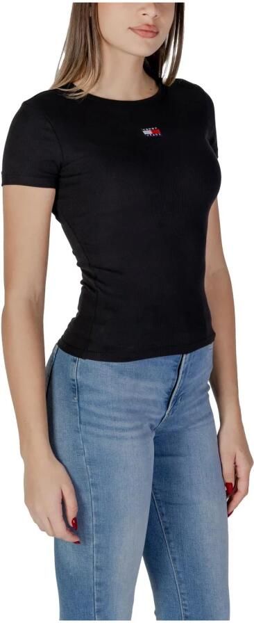 Tommy Jeans Zwart Sweetheart Halslijn Tee Klassieke Pasvorm Black Dames