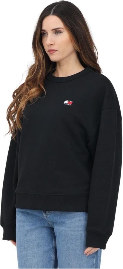 Tommy Jeans Zwarte Crewneck Sweater Moderne Pasvorm Black Dames - Foto 9
