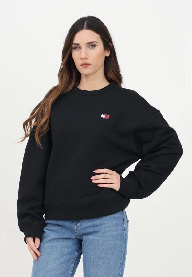 Tommy Jeans Zwarte Crewneck Sweater Moderne Pasvorm Black Dames - Foto 7