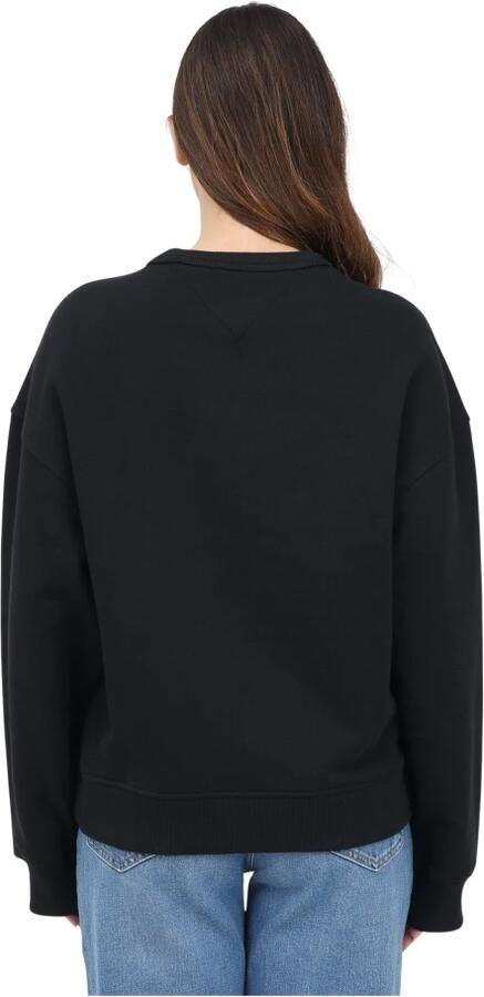 Tommy Jeans Zwarte Crewneck Sweater Moderne Pasvorm Black Dames - Foto 8