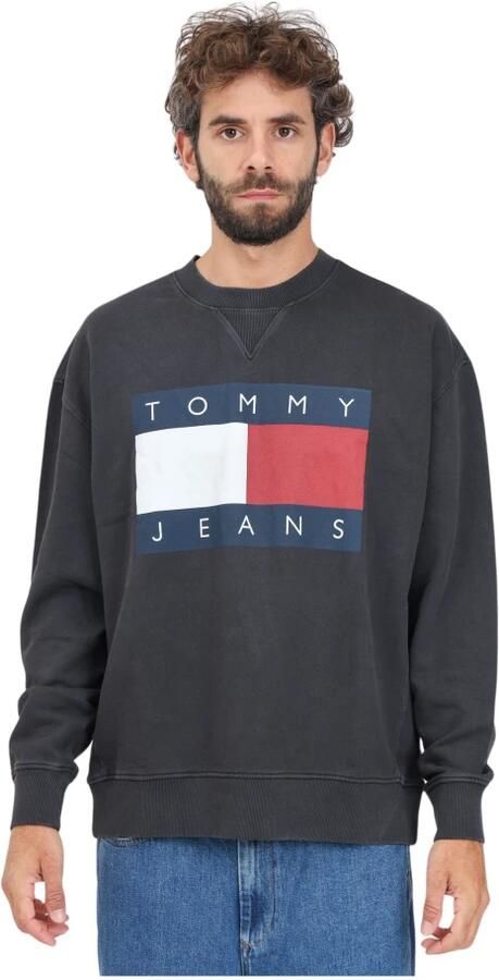 Tommy Hilfiger Zwart Bedrukte Gebreide Trui Lange Mouwen Ronde Hals Black Heren - Foto 7