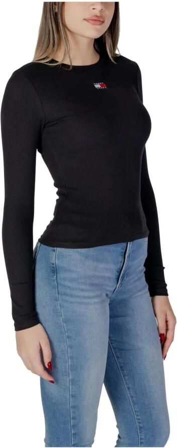 Tommy Jeans Gerecycled Katoenen Longsleeve T-shirt Lente Zomer Collectie Black Dames