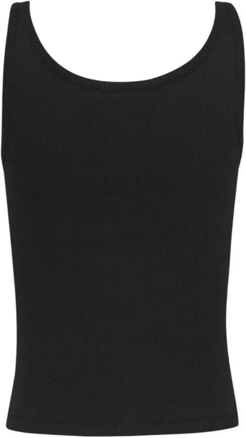 Tommy Jeans Zwarte Katoenen Knoop-Op Top met Ronde Hals Black Dames