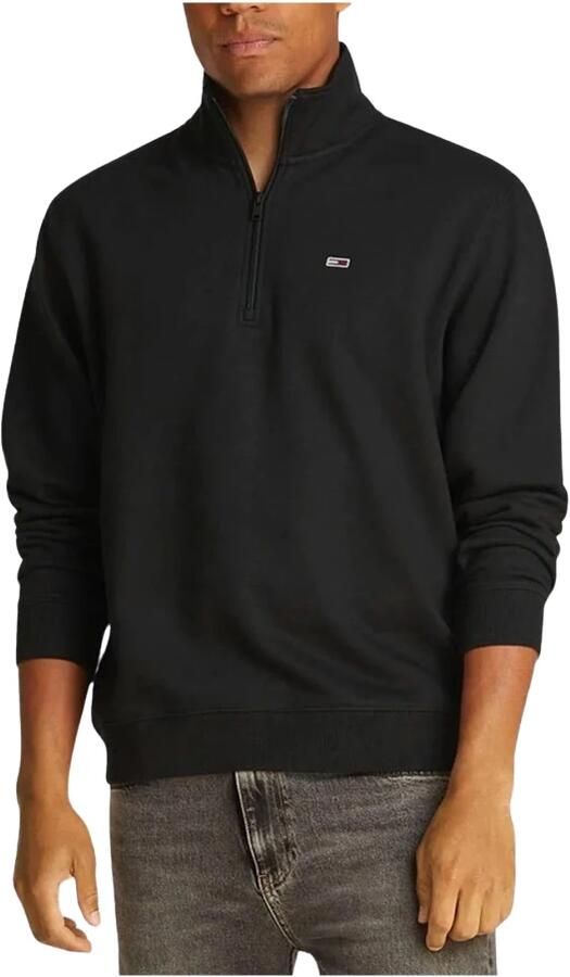 Tommy Jeans Zwarte katoenen sweatshirt met rits Black Heren