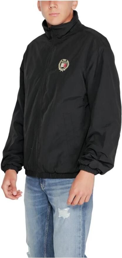 Tommy Jeans Zwarte Polyesterjas Heren Herfst Winter Collectie Black Heren