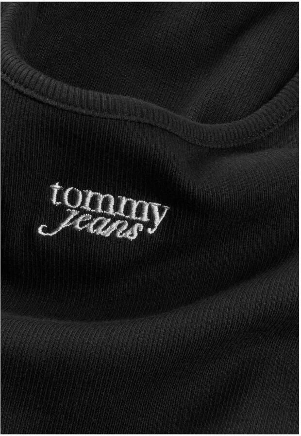 TOMMY JEANS Top met spaghettibandjes TJW SCRIPT STRAPPY TOP in riblook met logo-opdruk