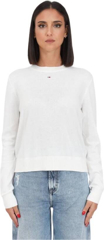 Tommy Jeans Witte dames sweater met merklogo Wit Dames