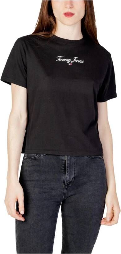 Tommy Jeans Zwart T-shirt voor dames korte mouw herfst winter Black Dames