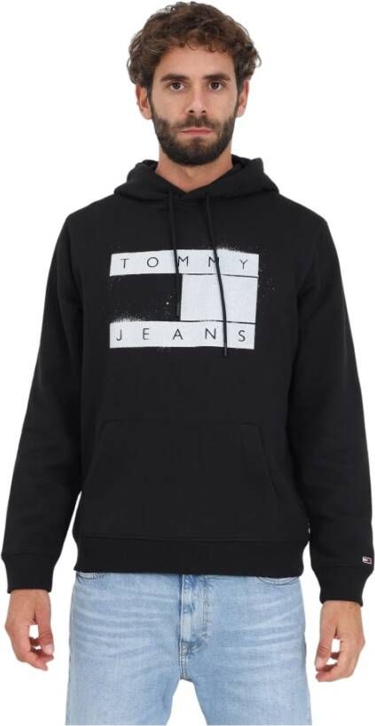 Tommy Hilfiger Tjm Reg Flag Spray Tommy Jeans Sweatshirt Black Heren