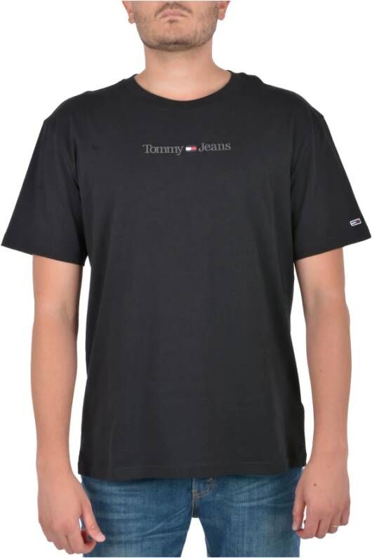 Tommy Jeans Heren Klassiek T-Shirt met Kleine Tekst Zwart Heren