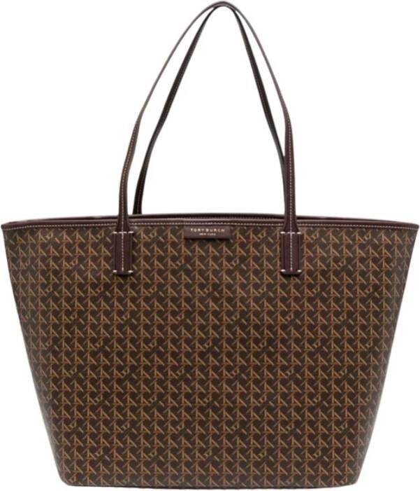 TORY BURCH Ever-Ready Printed Coated Canvas Tote Tas Brown Dames