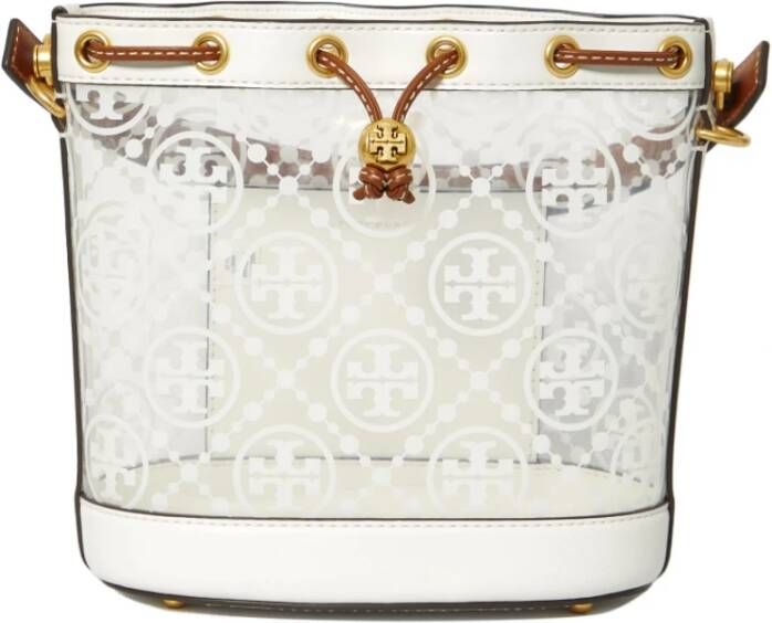 TORY BURCH Witte T Monogram Bucket Tas White Dames