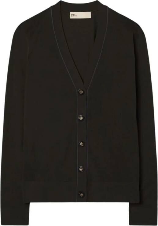 TORY BURCH Comfortabele en stijlvolle cardigan sweater Black Dames
