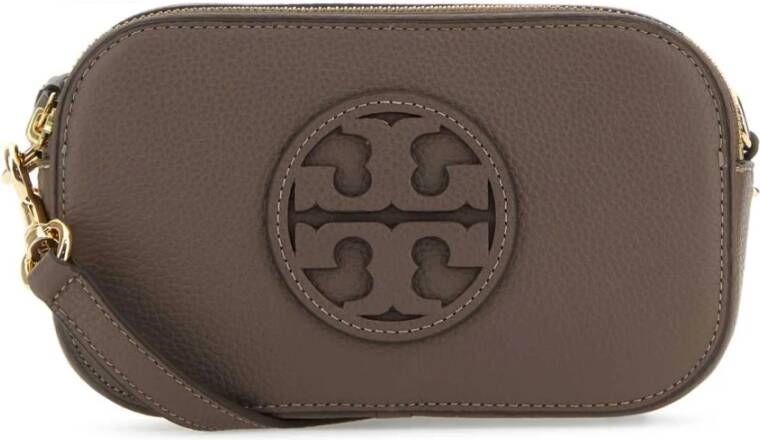TORY BURCH Modder lederen mini Miller crossbody tas Brown Dames