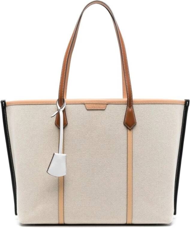 TORY BURCH Totes Perry Canvas Triple-Compartment Tote in beige