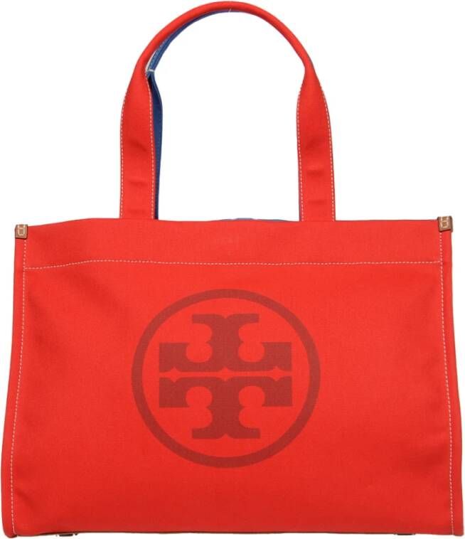 TORY BURCH Ella Color-Block Canvas Tote Trendy Must-Have Rood Dames