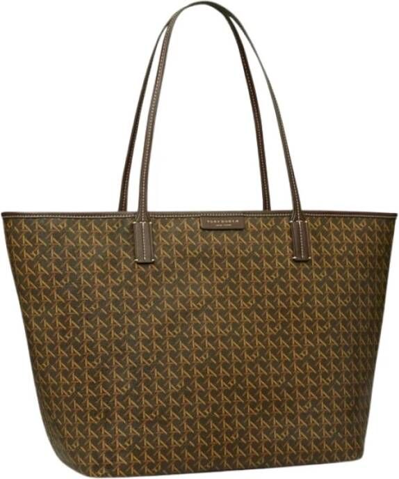 TORY BURCH Ever-Ready Printed Coated Canvas Tote Tas Bruin Dames